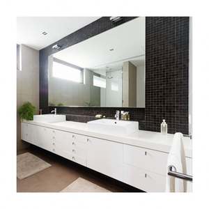 Meuble de salle de bain avec tiroir de rangement, luxe, bois massif, laque blanche, vasque intégrée - Product Image 1