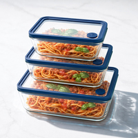 Boîte à lunch en verre borosilicate hermétique, fabriquée directement en usine, avec couvercles anti-fuite, compatible micro-ondes, récipient de préparation des repas pour les distributeurs