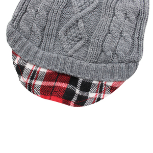 Classic Cable Knit Turtleneck Dog Sweater, Warm Gray Pet <strong>Jumper</strong> with Red Plaid Hem, Winter Dog Clothes for Small Medium Dogs - Product Image 5