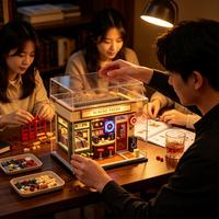 Ensemble de blocs de construction pour adultes avec éclairage LED, modèle de magasin de disques rétro, jouets anti-stress DIY pour adultes, cadeaux en gros OEM/ODM
