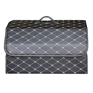 Caja de almacenamiento grande multifuncional de cuero plegable organizador de coche diseño de lujo asiento fácil coche almacenamiento maletero almacenamiento viaje