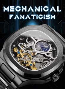 Reloj Forsining de Primera Marca para Hombre, Automático, Mecánico, con Tourbillon, Fase Lunar, Acero, Resistente al Agua, Esqueleto, Luminoso, Reloj Hombre - Product Image 5