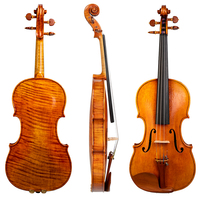 Violon de taille standard 4/4 NAOMI, artisanat de maître, style antique, dos en bois flammé d'une seule pièce, son puissant et riche, pour violoniste d'orchestre