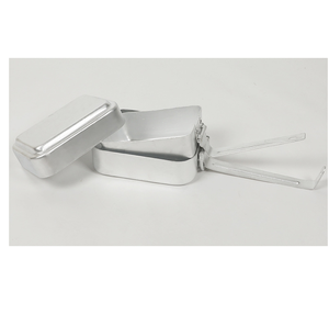 DFU042 1.3mm 1.5mm Aluminium Portable Square <b>Lunch</b> Box Outdoor Camping <b>Lunch</b> Box Three-piece <b>Set</b> AL mess tin folding handle - Product Image 4