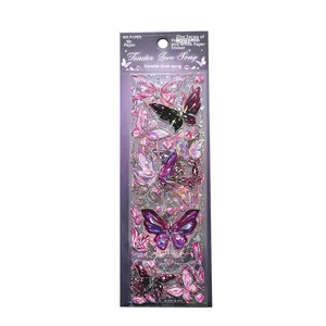 สติกเกอร์ลายนูนสีทองแบบแบนสติกเกอร์ตกแต่งวารสาร guka ย้อนยุคน้ำหนักเบาลายผีเสื้อ - Product Image 5