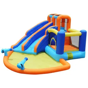 Wholesale Bouncy Castle Children Bouncing Castle With Water Cannon Inflatable Combination Water Park Double Water Slide