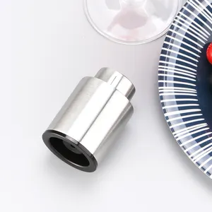 Accesorios para vino, tapón de vacío de vino tinto de acero inoxidable pulido plateado duradero