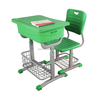 Juego de Escritorio y Silla para Estudiantes de Plástico Ajustable en Altura Zoshine con Estante para Libros de Metal para Aula Escolar