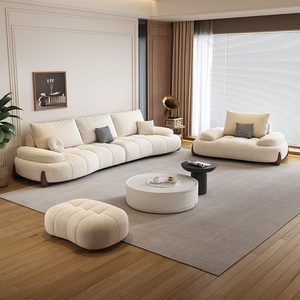 Modular White <b>Set</b> with Thick Sponge Filled <b>Cushions</b> and Smooth Upholstered Surface for Simple Contemporary Decor - Product Image 2