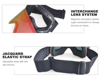 Masque de ski anti-buée avec support pour petit logo personnalisé, ventilation en mousse et fixation magnétique