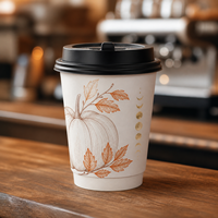 Gobelet en papier kraft à double paroi, motif chat noir, isolé, résistant à la chaleur, jetable, pour boissons chaudes, 8 oz, à emporter, pour café