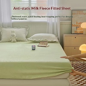 Drap-housse en polaire couleur unie DL, anti-statique, en polyester, avec impression active, pour hôtel et maison, OEM - Product Image 3