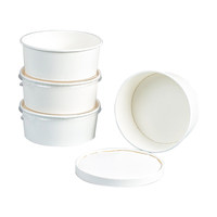 Bols à salade en papier kraft écologiques jetables, épaissis, avec logo personnalisé imprimé, avec couvercles, pour collations, bonbons, fast-food, biscuits, sucre