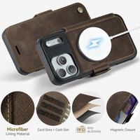 Étui portefeuille en cuir 3-en-1 avec charge sans fil pour iPhone 17 Pro Max, style professionnel magnétique et épuré pour iPhone 17 Pro Max et 18 Pro Max