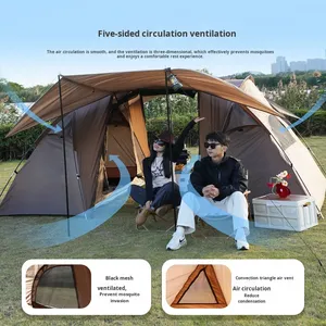 Tente de camping familiale 2 places, nouvelle conception camouflage, imperméable, coupe-vent, quatre saisons, double couche, polyester 190T, portable - Product Image 4