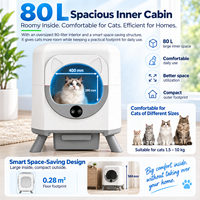Bac à litière autonettoyant pour chat 80L, entrée 250mm, double radar, multi-capteurs, application Tuya, séparation automatique des déchets, purification