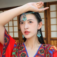SC Offre Spéciale déclaration Turquoise gland boucles d'oreilles chinois Vintage pierre boucles d'oreilles rétro Turquoise pendentif boucles d'oreilles pour les femmes