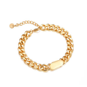 Personalizado grabado miami cubano cadena enlace 316L <span class=keywords><strong>pulsera</strong></span> de acero inoxidable de alta calidad de Metal de oro de la <span class=keywords><strong>pulsera</strong></span> de los hombres - Product Image 1