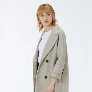 Guaranteed quality diagonal shoulder double-breasted buckle cuffs winter women overcoat long coat for women