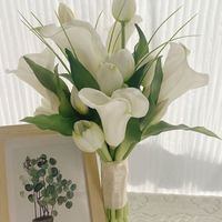Bouquet de mariée élégant de style français, fleurs artificielles en soie, lotus, tulipe, toucher naturel, durable, décoration de mariage, accessoire photo