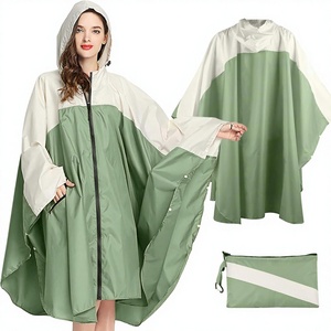 SOPPY Women's Long Hiking Rain for XL Polyester <strong>Waterproof</strong> Windproof Fashion Style Flap Pocket Hood Drawstring - Product Image 1