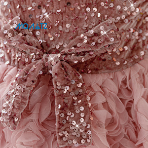 MQATZ <span class=keywords><strong>Robe</strong></span> de Soirée Rose Luxe pour Filles, <span class=keywords><strong>Robe</strong></span> de Bal Col Rond Scintillante sans Manches en Velours avec Décorations Florales, Tenue Formelle pour Fêtes d'Été et Bals de Promo - Product Image 5