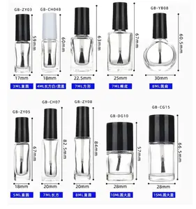 Garrafa de esmalte de unha de vidro transparente personalizado, 3ml 4ml 5ml 7ml10ml 15ml 20ml