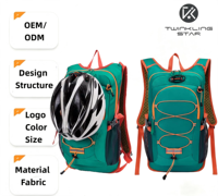Sac à dos de cyclisme imperméable, boucle de fixation pour casque, cordon élastique, sangle de sternum, double fermeture éclair, poche principale, poches latérales, pour hommes et femmes