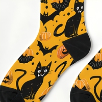 Chaussettes mi-mollet pour hommes Halloween, motif citrouille, chauve-souris, fantôme, chaussettes fantaisie tricotées saisonnières