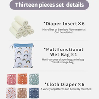 Couches pour bébé 13 pièces best-seller Ensemble cadeau Couches multifonctionnelles Sac humide et couches lavables de poche