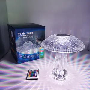 Luxus wiederauf ladbare USB Acryl Kristall Farbe moderne RGB LED Projektion Nachtlicht Touch Tisch lampe Licht Projektor