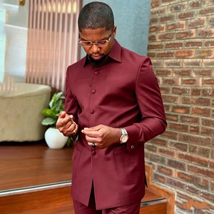 Completi Safari da Uomo <span class=keywords><strong>Eleganti</strong></span>, Set 2 Pezzi Giacca e <span class=keywords><strong>Pantaloni</strong></span>, Blazer Monopetto Personalizzato con Collo Alto, Abbigliamento Maschile di Lusso per Uso Quotidiano - Product Image 5