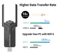 Adaptador WiFi 6 USB de Doble Banda 2.4G/5G AX1800, Dongle WiFi para PC de Escritorio, Receptor de Red Inalámbrica Compatible con Windows 11/10