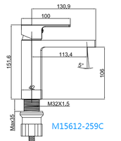 Robinet de lavabo commercial Momali, mitigeur de salle de bain monotrou en laiton massif, eau chaude et froide, à poignée unique, avec contrôle du débit