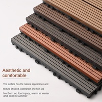 Revêtement de terrasse extérieur en composite WPC, dalles emboîtables co-extrudées, résistant aux parasites, à la corrosion et à l'humidité, brossé
