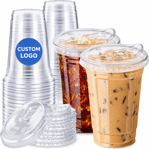Clear Disposable Single Wall Eco-friendly Food Grade PET <b>Plastic</b> <b>Cups</b> Lids Silk Screen Printed Custom Logo Cold <b>Drinks</b> 8oz-24oz - Product Image 1