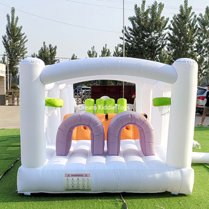 Circuito de Obstáculos Inflable para Niños, Castillo Hinchable, Parque de Atracciones, Casa de Brinco Blanca, Circuito de Obstáculos Infantil con Tobogán para Fiestas - Product Image 5