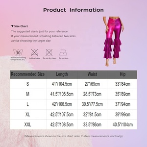 Pantalon évasé métallisé pour femme, taille haute, à volants superposés, effet liquide, pour festivals, soirées et spectacles sur scène - Product Image 6
