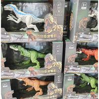 Ensemble de découverte de dinosaures réalistes HTL avec camion et figurine, jouet dinosaure rugissant, figurine d'action, monde préhistorique, cadeau pour enfants