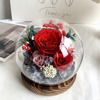 Cadeau LED, roses éternelles, fleurs préservées dans un dôme en verre pour la Saint-Valentin, la fête des mères, Noël et le Nouvel An, boîte cadeau