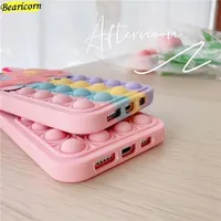 Coque de téléphone à bulles anti-stress mignonne pour iPhone 18 Pro Max 17 16 13 mini 15 14 12 11 Pro Max – Housse en silicone souple motif licorne de dessin animé
