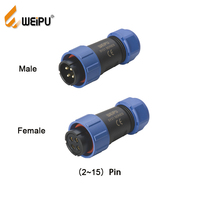 Connecteur industriel Weipu, câble étanche de 15 m, M21 4/5/7/9/12 broches, prise mâle IP68/IP67
