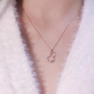 SGARIT Custom 18K Rose Gold Hollow Gourd Luxury Lab Grown Diamond Round Brilliant Cut IGI Certified Choker <b>Necklace</b> Pendant - Product Image 5