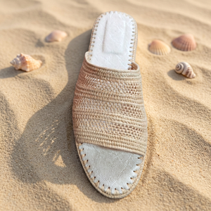 Sandales plates en paille et raphia marocaines à bout fermé, faciles à enfiler, respirantes, tendance estivale, doublure en cuir véritable, perles artisanales faites à la main - Product Image 3