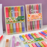 6 pièces stylo Fluorescent à double pointe belle fleur parfumée Pastel surligneur marqueurs Kawaii Art dessin griffonnage stylo