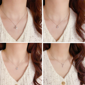 <span class=keywords><strong>Collier</strong></span> pendentif tendance <span class=keywords><strong>en</strong></span> argent plaqué S925 pour femme, avec zircon, papillon, cœur, trèfle, chaîne délicate, bijoux de mode, cadeau - Product Image 4