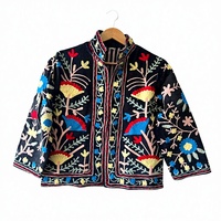 Blouson Bomber Réversible Femme Noir en Velours Tricoté Respirant Matelassé Écologique avec Broderie Florale et Lettres