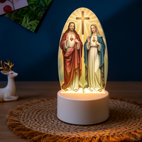 Lampe de nuit religieuse LED Notre-Dame de Guadalupe Sacré-Cœur Jésus Vierge Marie Catholique en acrylique illuminée Décoration d'intérieur Cadeau