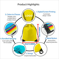 Sac à cordon imperméable en nylon Oxford polyester, sac de sport pour la gym, sac à dos à cordon pour la natation avec logo personnalisé