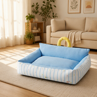 Tapis pour chat et chien, toutes saisons, rayé, carré, coussin de couchage pour animaux de compagnie, respirant, soutien ferme, résiste au pliage, résistant à l'eau, surélevé
